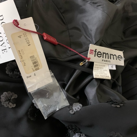 LA FEMME Beautiful Black Mermaid Dress Bead Sequins Prom Formal Small Sz 4 New - Picture 7 of 13